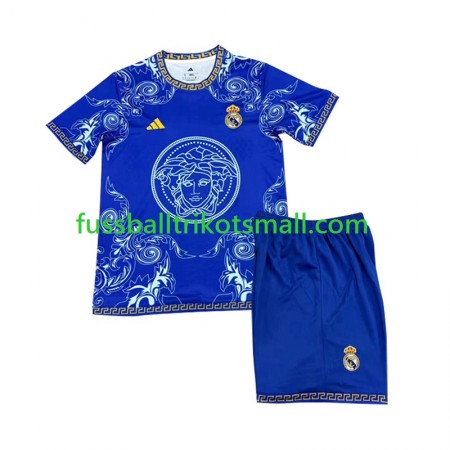Fußballtrikots Real Madrid Versace Edition Kinder Blau 2024-2025 Kurzarm Heimtrikotsatz kaufen